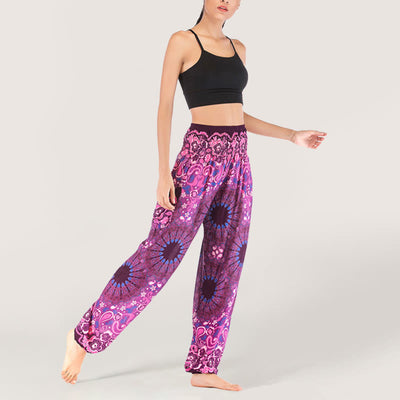 Olivenorma Mandala Snowflake Print Viscose Women's Elastic Waist Harem Pants