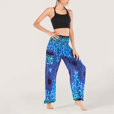 Olivenorma Mandala Snowflake Print Viscose Women's Elastic Waist Harem Pants