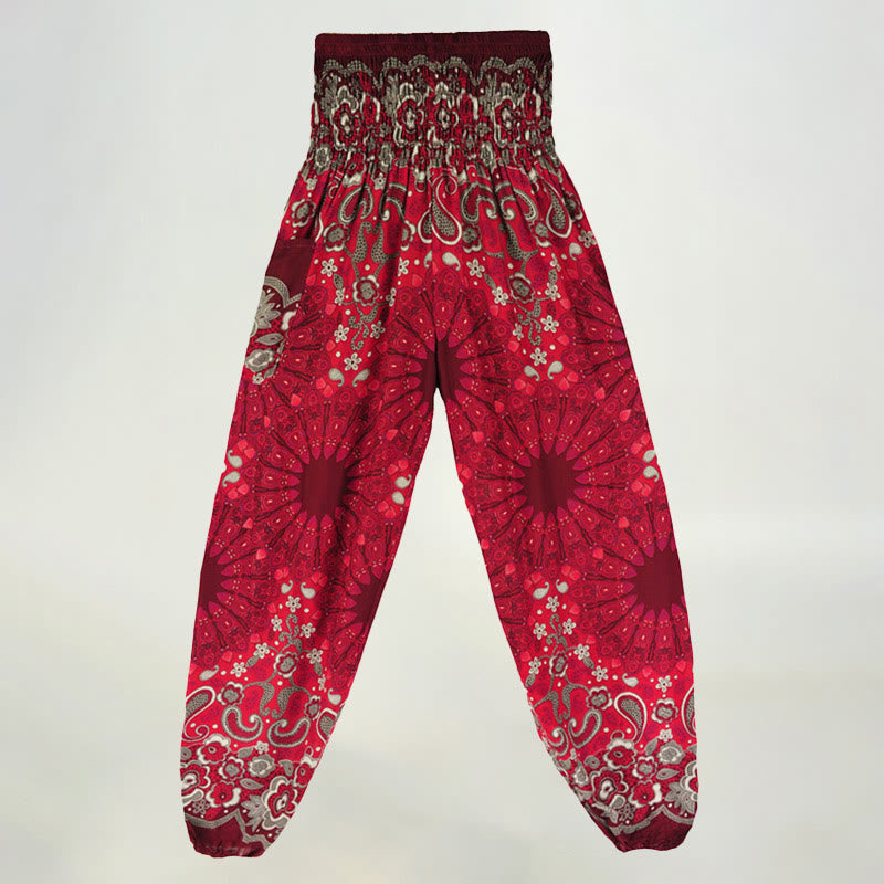 Olivenorma Mandala Snowflake Print Viscose Women's Elastic Waist Harem Pants