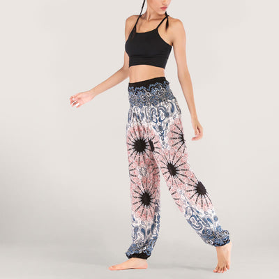 Olivenorma Mandala Snowflake Print Viscose Women's Elastic Waist Harem Pants