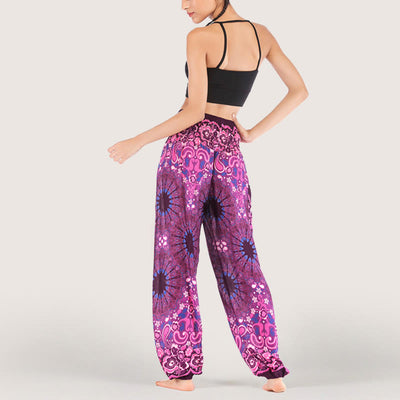 Olivenorma Mandala Snowflake Print Viscose Women's Elastic Waist Harem Pants