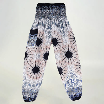 Olivenorma Mandala Snowflake Print Viscose Women's Elastic Waist Harem Pants