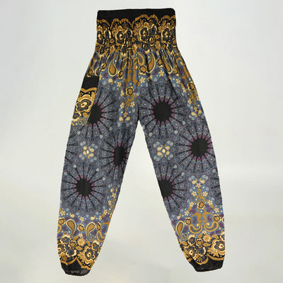 Olivenorma Mandala Snowflake Print Viscose Women's Elastic Waist Harem Pants