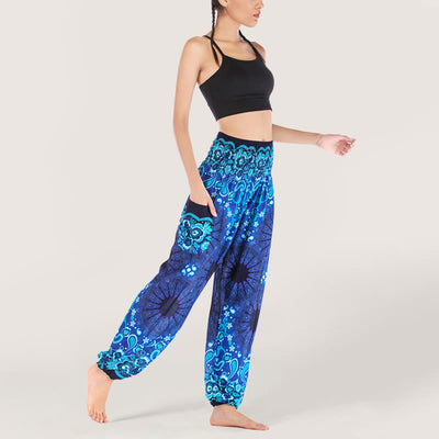 Olivenorma Mandala Snowflake Print Viscose Women's Elastic Waist Harem Pants