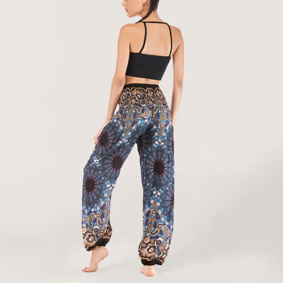 Olivenorma Mandala Snowflake Print Viscose Women's Elastic Waist Harem Pants