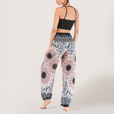 Olivenorma Mandala Snowflake Print Viscose Women's Elastic Waist Harem Pants