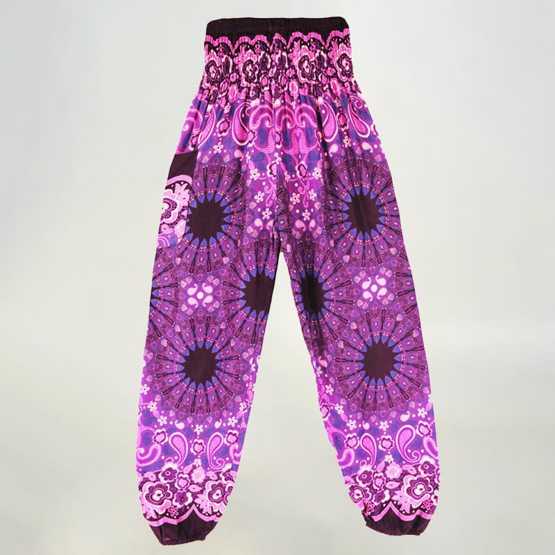 Olivenorma Mandala Snowflake Print Viscose Women's Elastic Waist Harem Pants