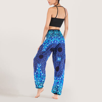Olivenorma Mandala Snowflake Print Viscose Women's Elastic Waist Harem Pants