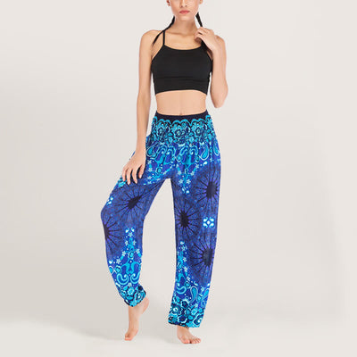 Olivenorma Mandala Snowflake Print Viscose Women's Elastic Waist Harem Pants