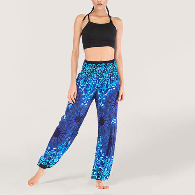 Olivenorma Mandala Snowflake Print Viscose Women's Elastic Waist Harem Pants