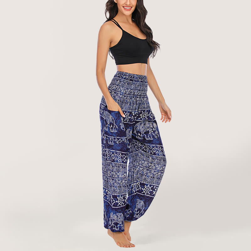 Olivenorma Elephant Yoga Pants Viscose Women's Elastic Waist Harem Pants