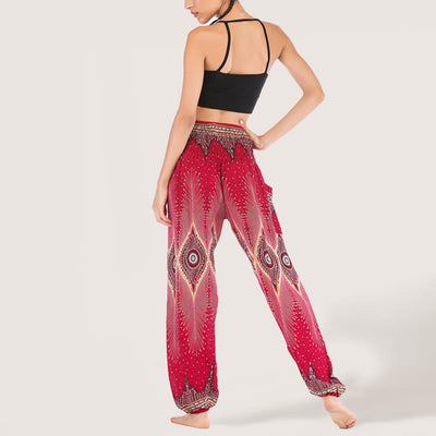 Olivenorma Boho Mandala Viscose Women's Elastic Waist Harem Pants