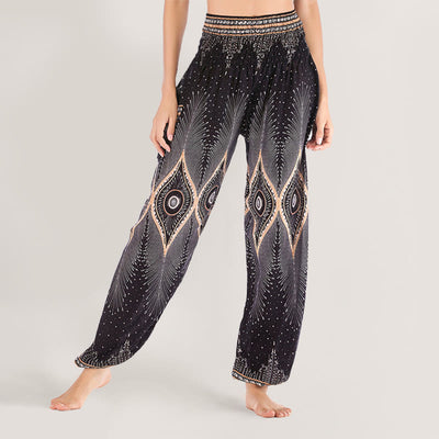Olivenorma Boho Mandala Viscose Women's Elastic Waist Harem Pants