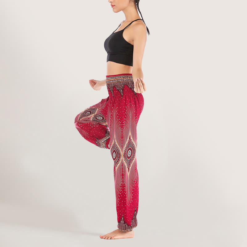 Olivenorma Boho Mandala Viscose Women's Elastic Waist Harem Pants