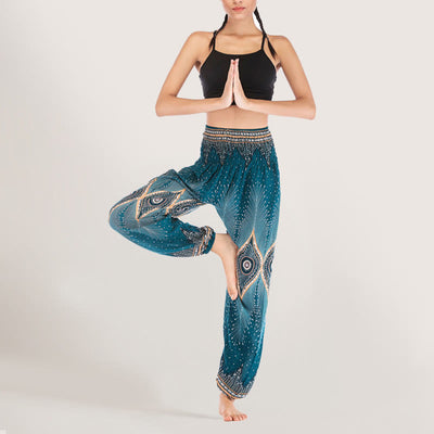 Olivenorma Boho Mandala Viscose Women's Elastic Waist Harem Pants