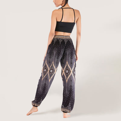 Olivenorma Boho Mandala Viscose Women's Elastic Waist Harem Pants