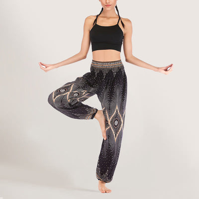Olivenorma Boho Mandala Viscose Women's Elastic Waist Harem Pants
