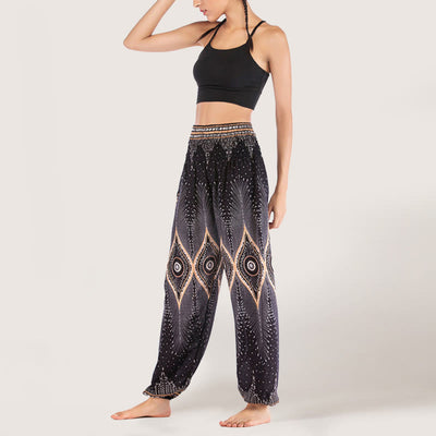 Olivenorma Boho Mandala Viscose Women's Elastic Waist Harem Pants
