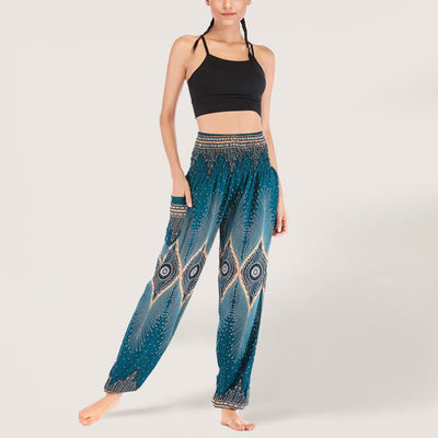 Olivenorma Boho Mandala Viscose Women's Elastic Waist Harem Pants
