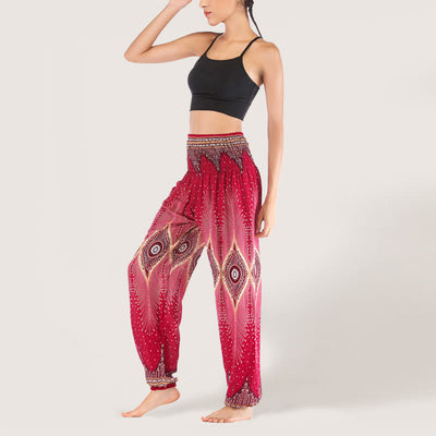 Olivenorma Boho Mandala Viscose Women's Elastic Waist Harem Pants