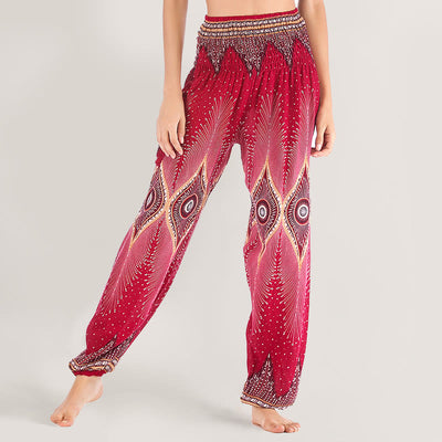Olivenorma Boho Mandala Viscose Women's Elastic Waist Harem Pants