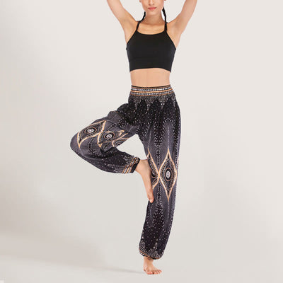 Olivenorma Boho Mandala Viscose Women's Elastic Waist Harem Pants