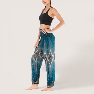 Olivenorma Boho Mandala Viscose Women's Elastic Waist Harem Pants