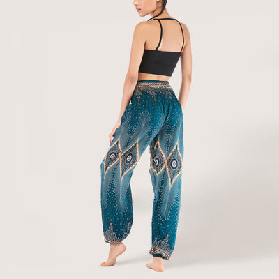 Olivenorma Boho Mandala Viscose Women's Elastic Waist Harem Pants