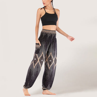 Olivenorma Boho Mandala Viscose Women's Elastic Waist Harem Pants