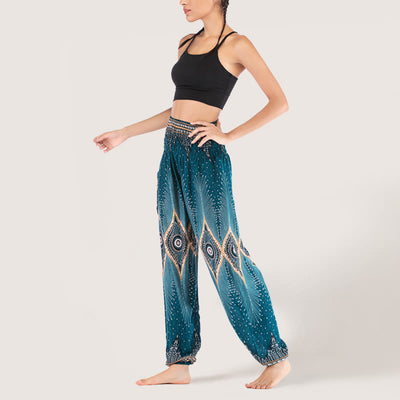 Olivenorma Boho Mandala Viscose Women's Elastic Waist Harem Pants