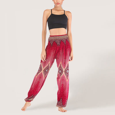 Olivenorma Boho Mandala Viscose Women's Elastic Waist Harem Pants