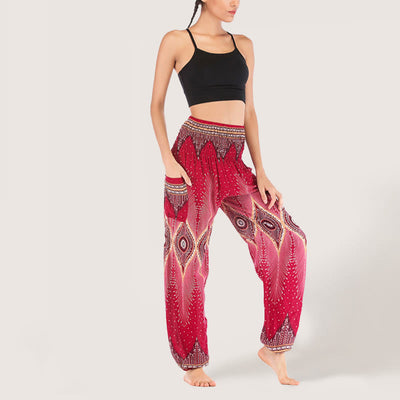 Olivenorma Boho Mandala Viscose Women's Elastic Waist Harem Pants