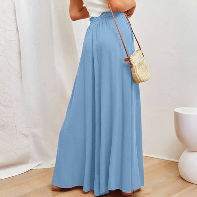 Olivenorma Plain Color High Waist Casual Loose Women's Palazzo Pants with Pockets - image 9