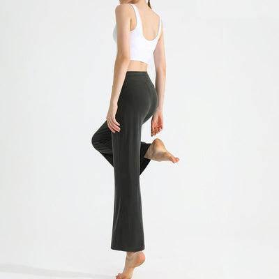 Olivenorma Plain Color Drape Straight Drawstring Women's Yoga Pants