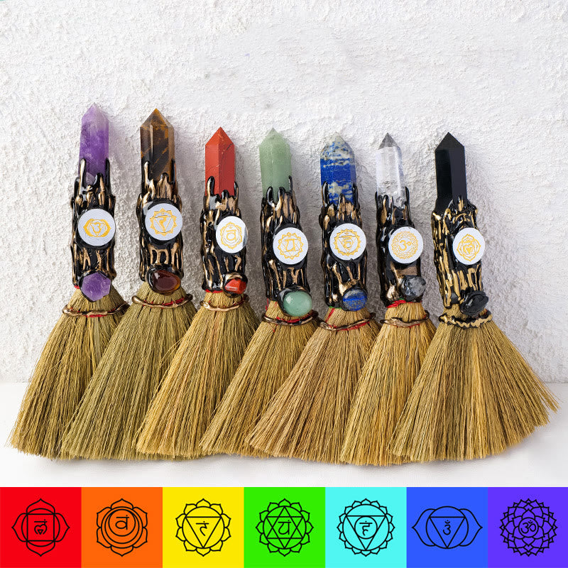Olivenorma Natural Gemstone Prism Chakra Witches Broom Decoration - image 1