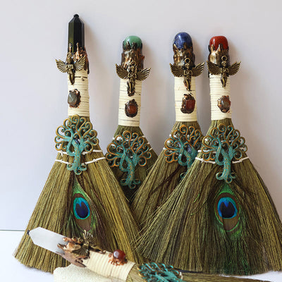 Olivenorma Tree of Life Angel Magical Broom Gemstone Decoration - image 1