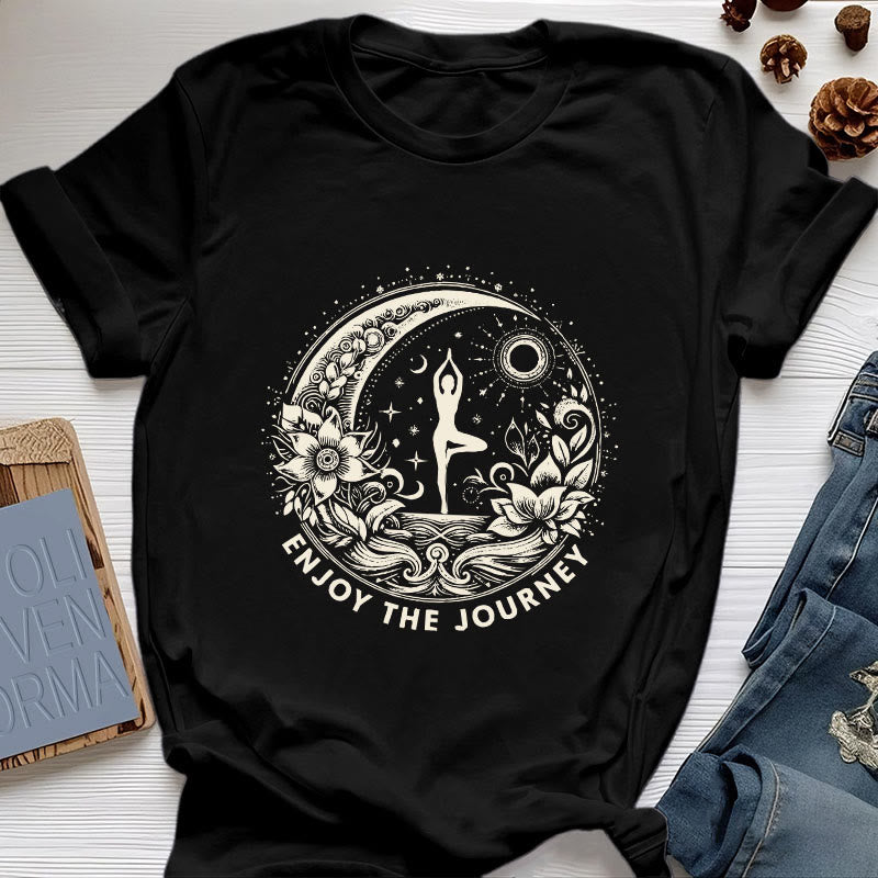 Olivenorma "ENJOY THE JOURNEY" Yoga Spiritual Tee T-Shirt - Black - 2XL - image 8