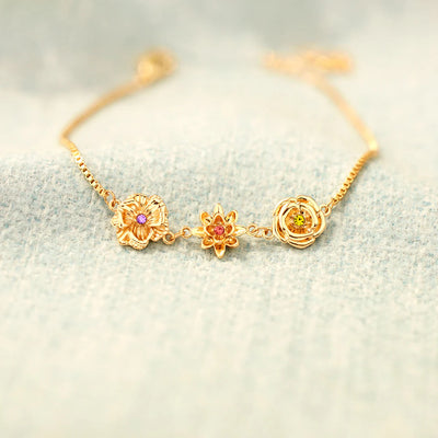 Olivenorma 1-7 Three-Dimensional Birth Flowers Bracelet