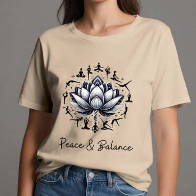 Olivenorma "PEACE & BALANCE" Lotus Yoga Tee Cotton T-Shirt - image 11