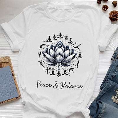 Olivenorma "PEACE & BALANCE" Lotus Yoga Tee Cotton T-Shirt - White - 2XL - image 1