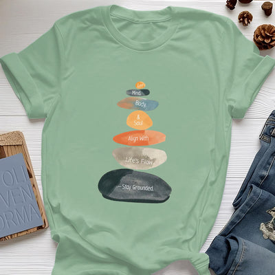 Olivenorma "Stay Grounded" Lightweight Cotton Spiritual T-Shirt - Light Green - 2XL - image 18