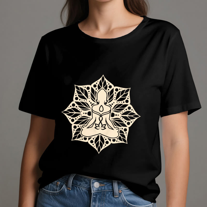 Olivenorma Medala Floral Meditation Yoga Tee T-Shirt - image 9