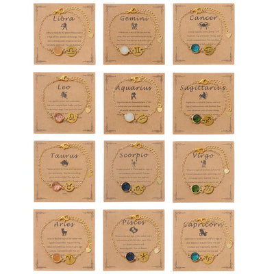 Olivenorma 12 Constellations Zodiac Birthstone Adjustable Bracelet - image 16