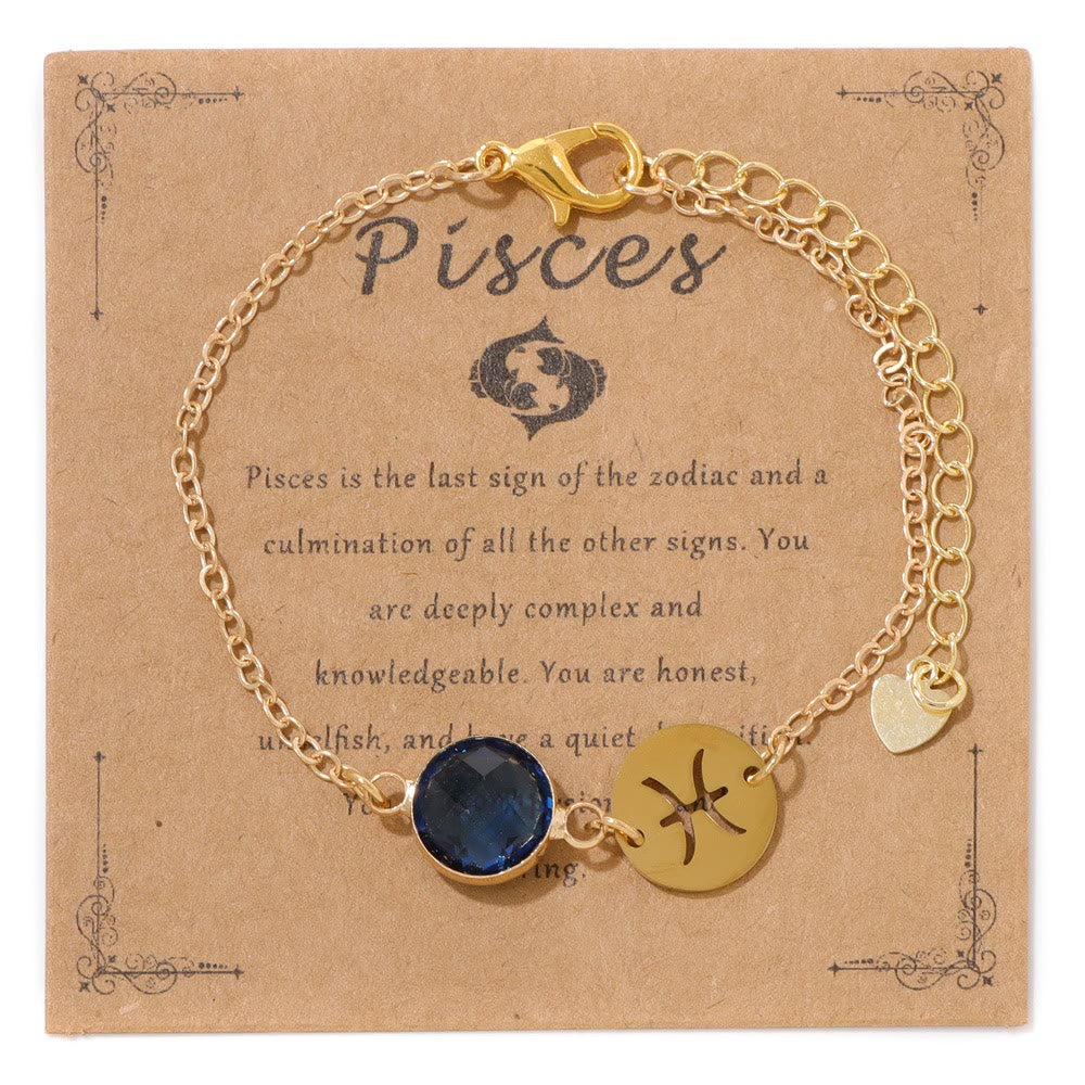 Olivenorma 12 Constellations Zodiac Birthstone Adjustable Bracelet - Pisces - image 7