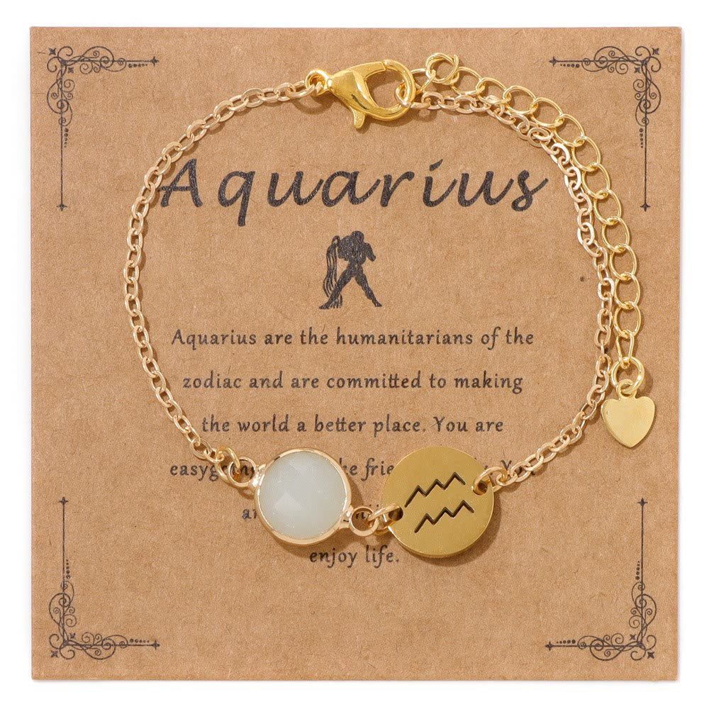 Olivenorma 12 Constellations Zodiac Birthstone Adjustable Bracelet - Aquarius - image 6