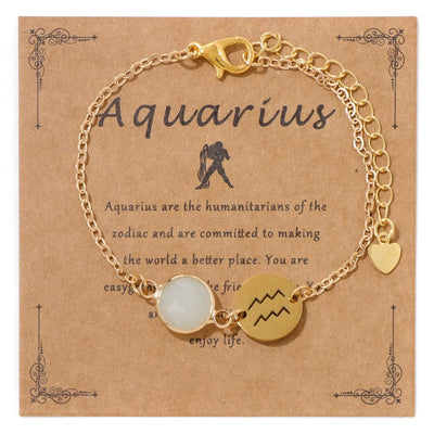 Olivenorma 12 Constellations Zodiac Birthstone Adjustable Bracelet - Aquarius - image 6
