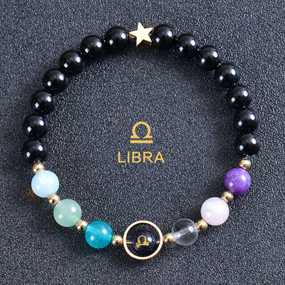 Olivenorma Twelve Constellations Eight Planets Gemstone Bracelet - Round Obsidian - Libra - image 46