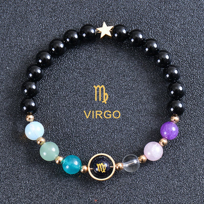 Olivenorma Twelve Constellations Eight Planets Gemstone Bracelet - Round Obsidian - Virgo - image 45