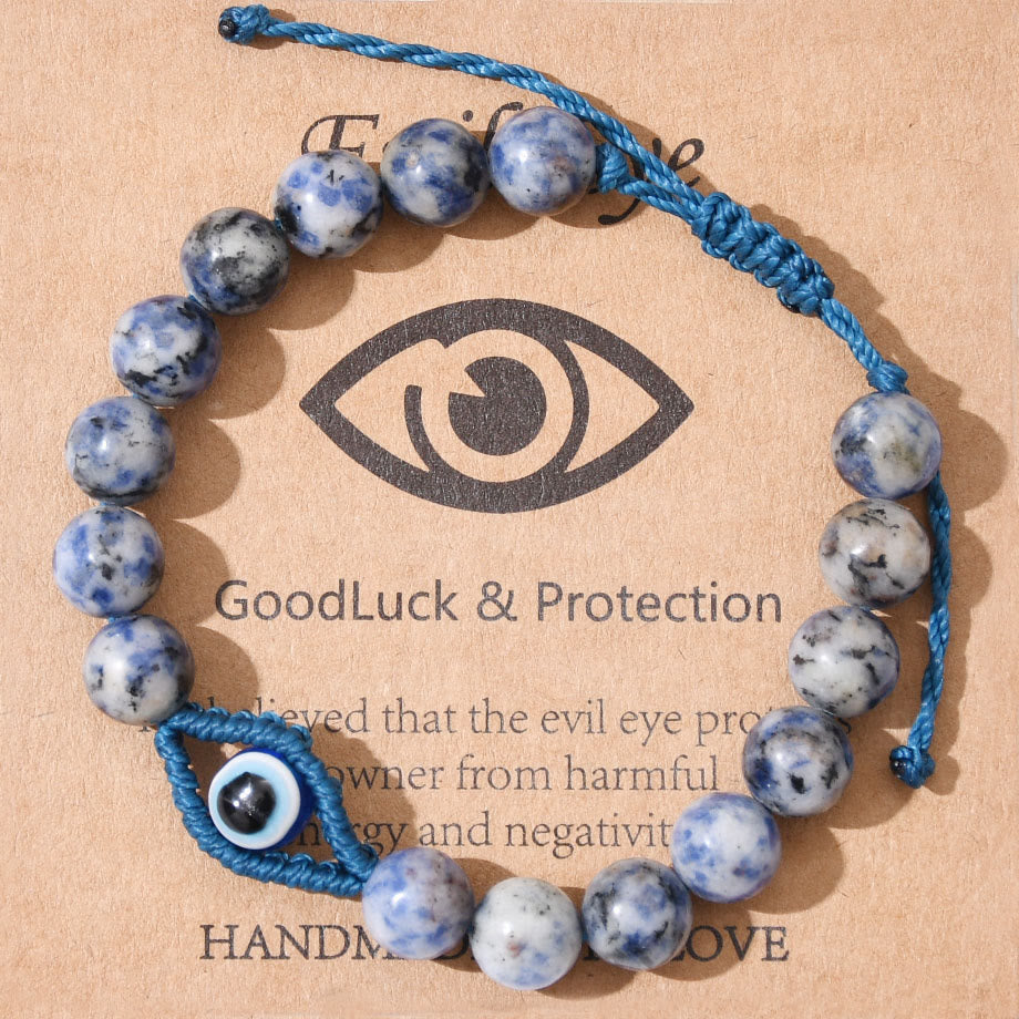 Olivenorma Evil Eye Good Luck & Protection Crystal Braided Bracelet - Sodalite - image 8