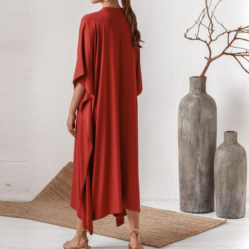 Olivenorma Beach Blouse Silky Polyester Resort Kaftan Dress